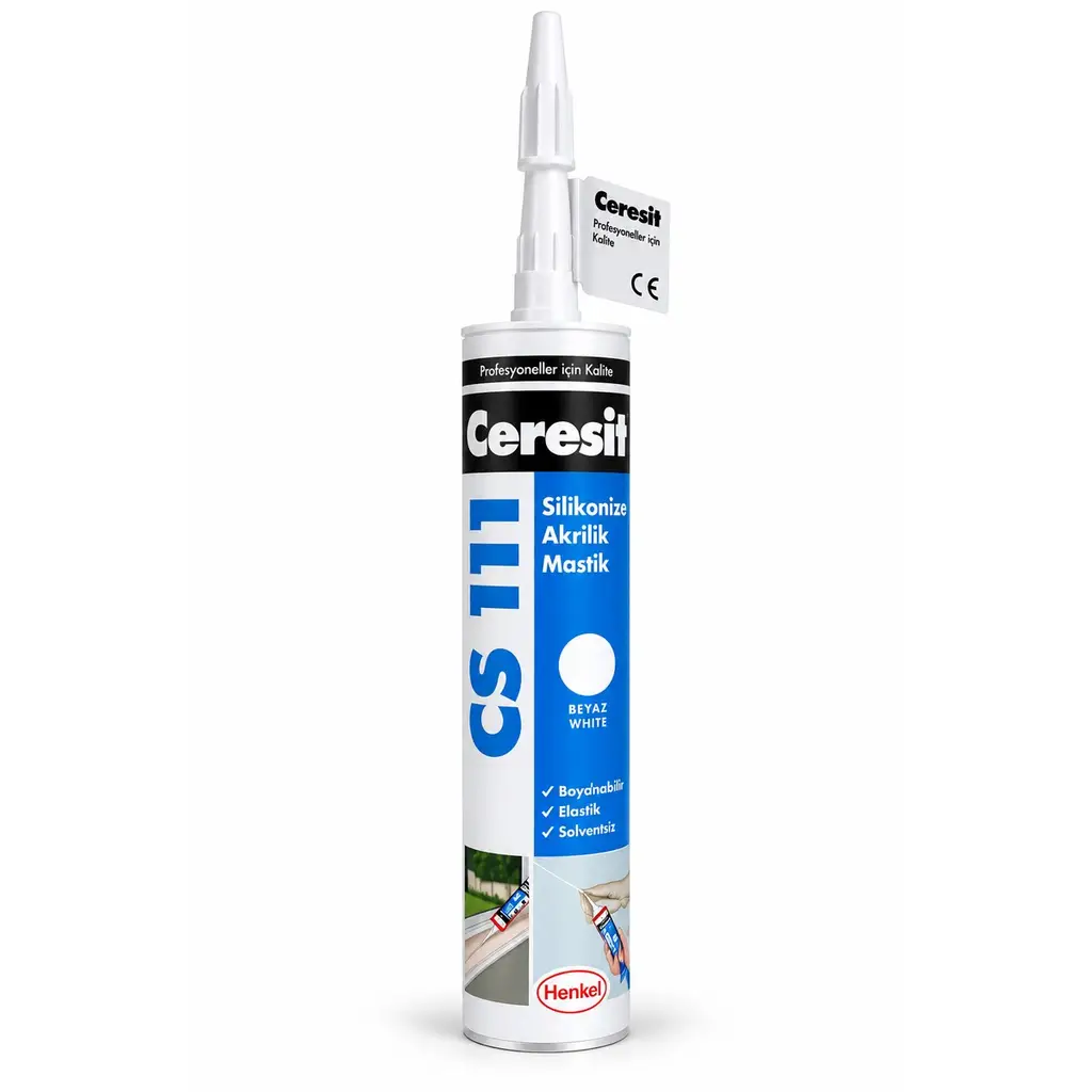 Ceresit CS 111 Silikonize Akrilik Mastik Beyaz 240 ml Boyanabilir Derz Dolgu
