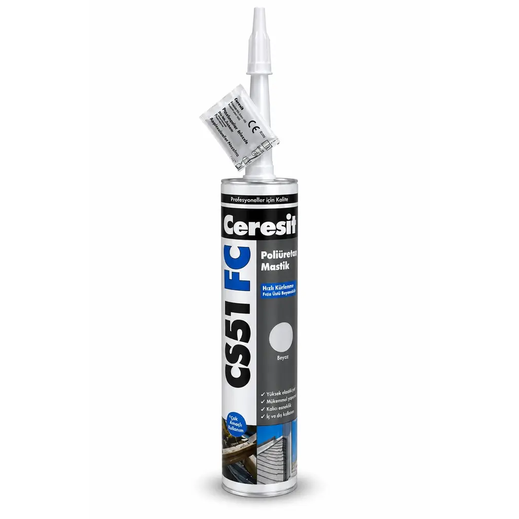 Ceresit CS 51 FC Poliüretan Mastik Beyaz 280 ml Hızlı Kürleşen Derz Dolgu