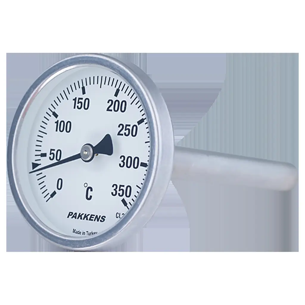 Pakkens Bi-Metal Termometre 63 mm 120 °C 10 cm Arkadan Bağlantılı