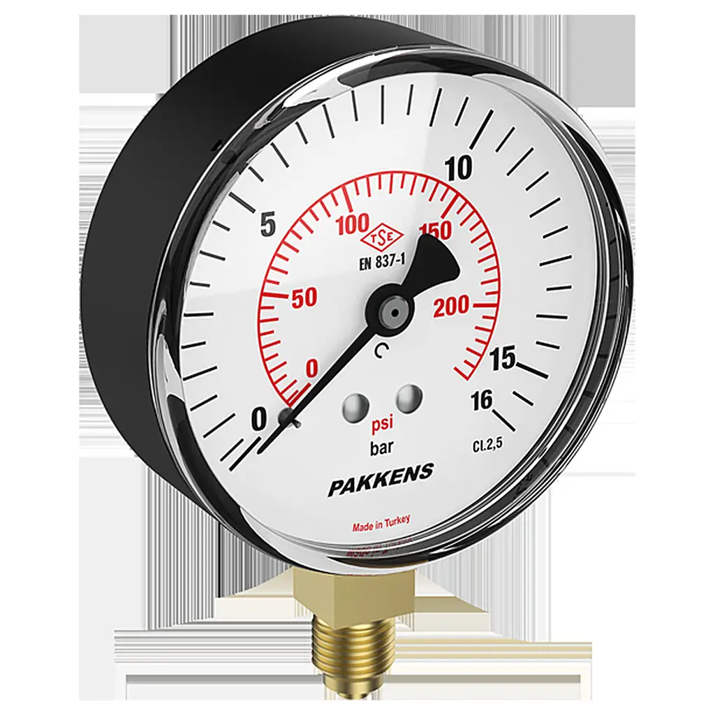 Pakkens Manometre 100 mm 16 Bar