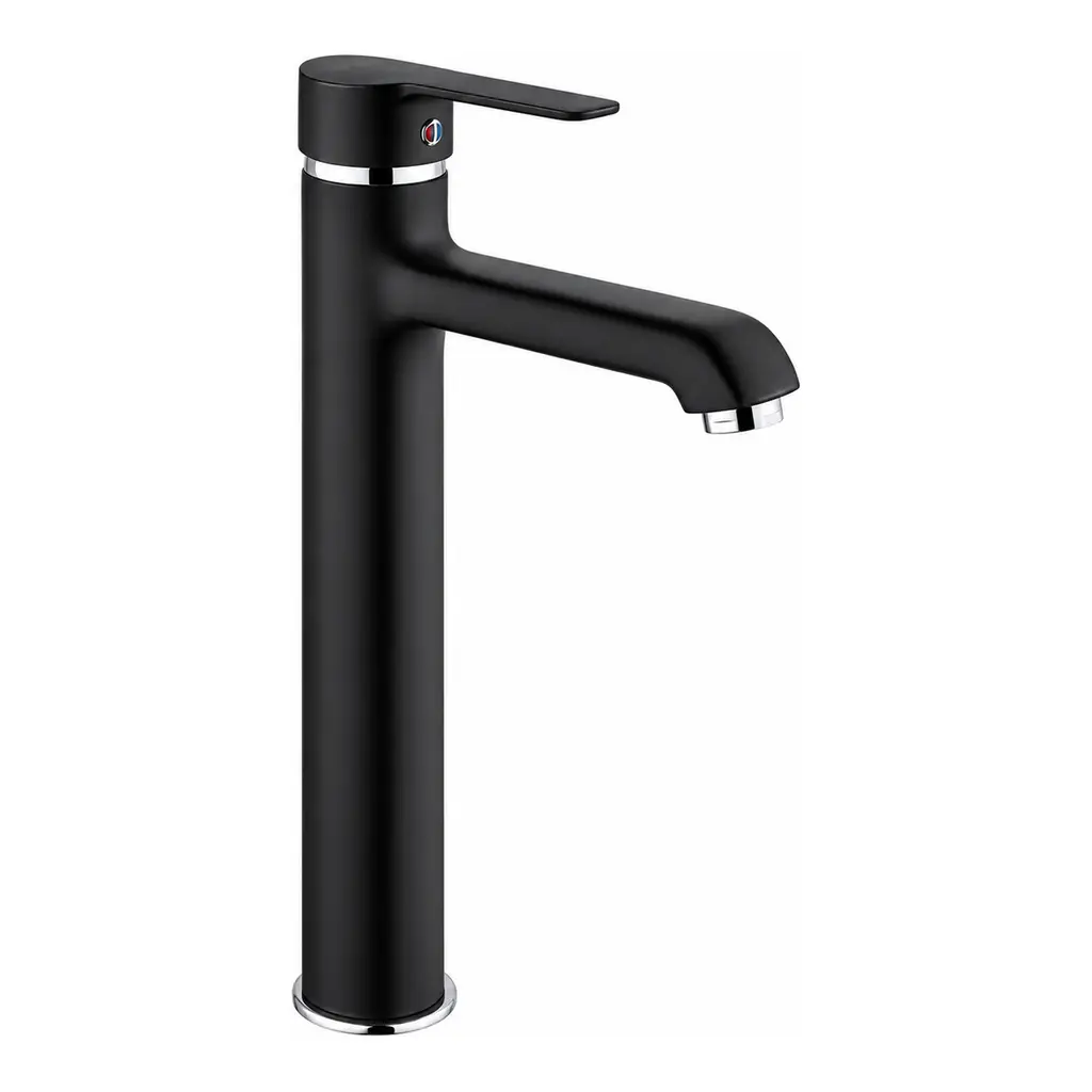 Polisu Kristal Çanak Lavabo Bataryası - Siyah - 30 Cm